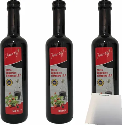 Produktbild von Jeden Tag Aceto Balsamico di Modena I.G.P Essig dunkel 3er Pack (3x500ml Flasche) + usy Block