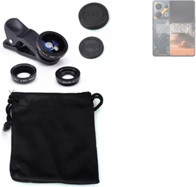 Produktbild von K-S-Trade Smartphone Kamera Linsen Set Kompatibel mit Infinix GT 10 Pro 3in1 Clip-On Kamera Adapter Macro Weitwinkel FishEye Fischauge Objektiv Linse