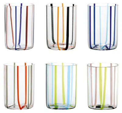 Image de Assortiment De Verre Tirache Zafferano En Verre Borosilicate Bicolore Vert-Améthyste Coffret De 6 Pièces