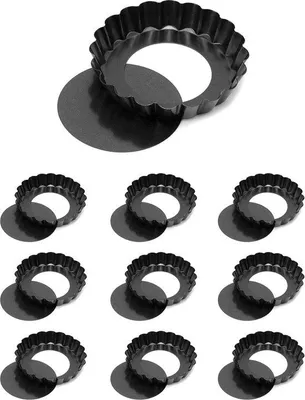 Immagine prodotto di 10 stampini per mini-quiche Ø 10 cm in acciaio inossidabile antiaderente