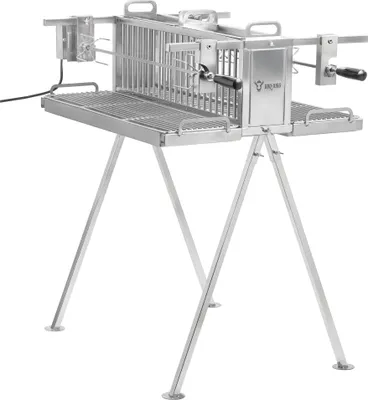 Productafbeelding van BBQ-Toro roestvrijstalen dubbele spiesgrill met motor, verticale grill met twee grillspiesen, kipgrill