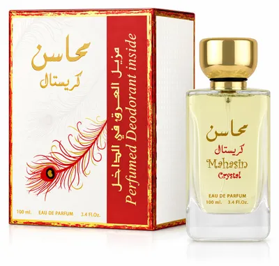 Productafbeelding van Lattafa Perfumes - Mahasin Crystal geschenkset: Eau de Parfum 100 ml en deodorant spray 75 ml