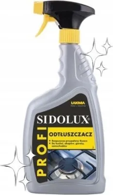 A spray bottle of Sidolux degreaser for kitchen use.
