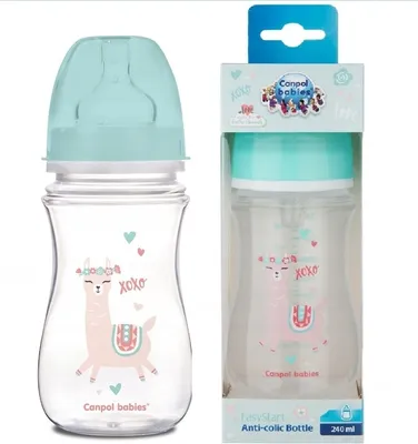 Produktbild von Canpol Anti-Kolik Babyflasche, Exotic Animals, 240 ml, Grn