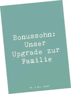 Produktbild von Mr. & Mrs. Panda Postkarte Spruch Bonussohn Wertschätzung - Meeresbrise - Geschenk, Jubiläen, einzigartige Designs, bildkarte, Stiefsohn, Postkarten, Familienmitglied