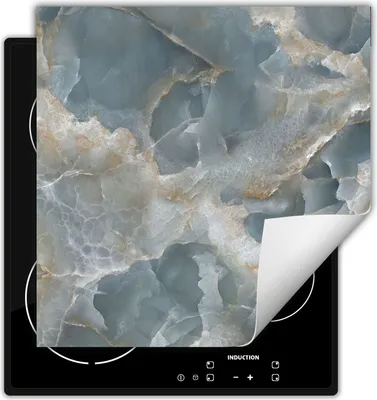 Produktbild von DarHaus Herdabdeckplatte 60x52 cm Anti Rutsch Matte Aufrollbar, grau - Marmor