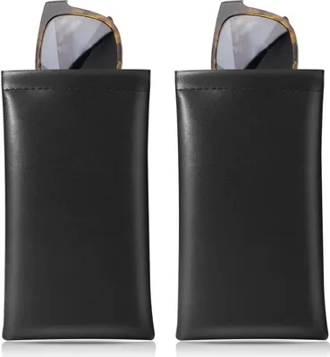 Produktbild von MoKo Brillenetui 2 Stück, tragbare Sonnenbrillen-Tasche mit Schnappverschluss & integriertem Reinigungstuch