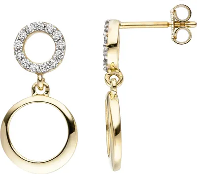 Produktbild von JOBO Ohrhänger 375 Gold Gelbgold 26 Zirkonia Ohrringe Ohrstecker Goldohrringe