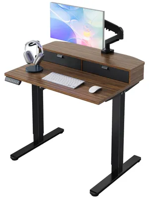Obrázok produktu pre Elektricky nastaviteľný písací stôl – výška nastaviteľná – 80 x 53 cm – 2 zásuvky – oceľ