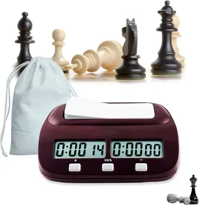 Produktbild von Schachuhr, professioneller multifunktionaler digitaler Timer für Schach und Spiele mit Bonus- und Verzögerungsfunktion.