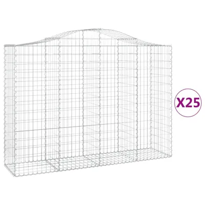 Imagen del producto de vidaXL: Muros de contención tipo gavión con arco, 25 unidades, 200x50x140/160 cm, hierro galvanizado