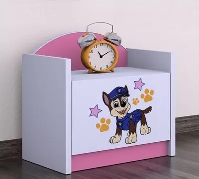 Produktbild von BDW Nachttisch Kinderzimmer, Super Hunde, Nachtschrank, Rosa