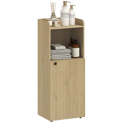Produktbild von Badezimmerschrank Nischenschrank mit Schrank, offen Regal, verstellbar Regal, Badschrank, 40 x 31 x 104 cm, Gelbeiche