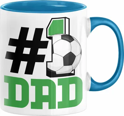 Produktbild von Fußball-Trainer Fußballer Nummer 1 Dad Vater Tasse Geschenk Fußball Papa Geschenkidee Bester Papa Der Welt Vatertag Lustige Geschenkidee (Blau)