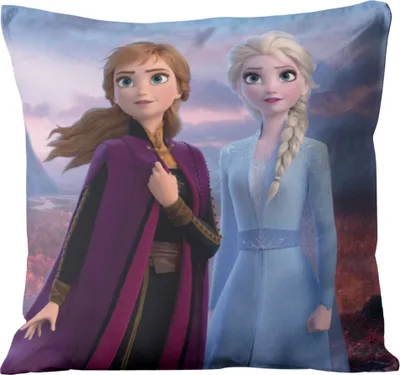 Produktbild von Dekokissen Frozen Eiskönigin Kissen Anna & Elsa 40x40cm, ideal für Kinderbetten, Sofas, Leseecken oder Auto, passend zur Bettwäsche