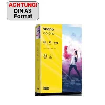 Produktbild von inapa tecno Kopierpapier Colors 2100011435 A3 80g int.gelb 500Bl.