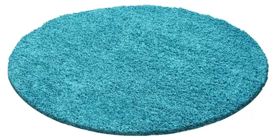Produktbild von Teppich Wohnzimmer Hochflor Türkis 200x200 Rund Unicolor - Einfarbig