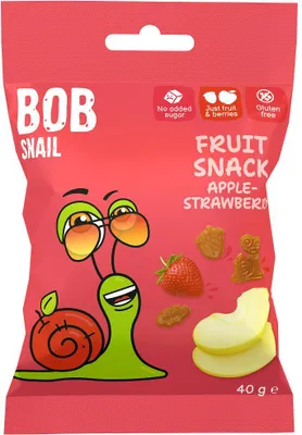 ŻELKI JABŁKO - TRUSKAWKA BEZ ŻELATYNY BEZGLUTENOWE 40 g - BOB SNAIL
