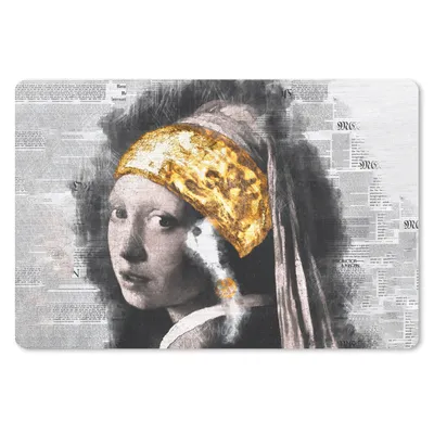 Produktbild von MuchoWow® Schreibtischunterlage Das Mädchen mit dem Perlenohrring - Vermeer - Collage 60x40 cm - XXL Mauspad - Großes Mauspad