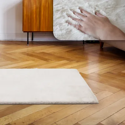 Immagine prodotto di Tappeto a pelo alto ( Offwhite ) per soggiorno camera da letto - 120x60cm - Tappeto in pelliccia Shaggy Modern Extra soft faux fur - Fur imitation
