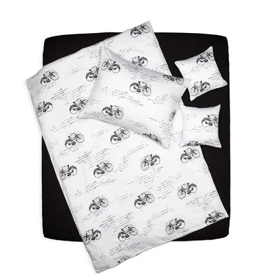Obrázek produktu pro SCANquilt povlečení SATÉN DESIGN velo bíločerná 100% dlouhovlákná česaná bavlna 140 x 200/70 x 90 cm