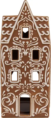 Immagine prodotto di Clayre & Eef Portacandele Casa di pan di zenzero 7x7x17 cm Porcellana marrone