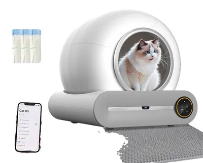 Produktbild von Automatische Katzenstreu-Box, Smarte App-Steuerung, Selbstreinigungsfunktion, APP Steuerung & 3 Taschen & Matte