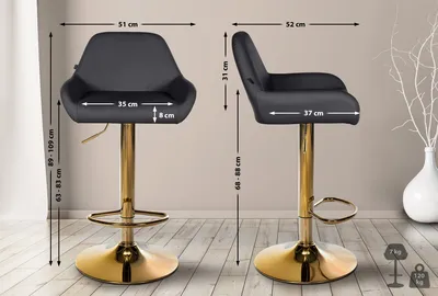 Produktbild von Barhocker HLO-CP8 Gold Kunstleder  schwarz