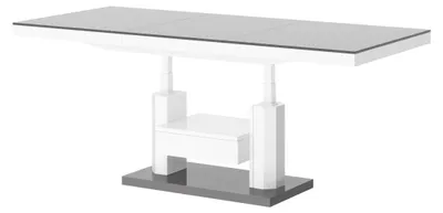 Produktbild von Design Couchtisch Tisch mit Schublade HM-120 Hochglanz stufenlos höhenverstellbar ausziehbar Esstisch
