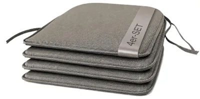 Sitzkissen-Set 4er, gestreift, 38x38x2 cm, taupe