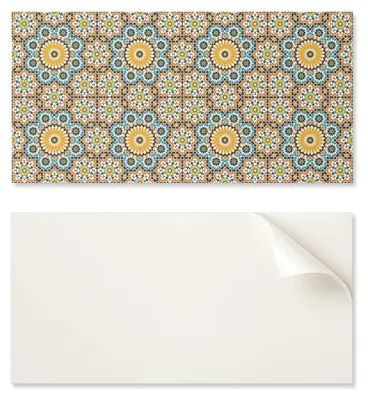Image de Papier peint adhésif en vinyle, motif mosaïque et floral, dimensions 120 x 60 cm