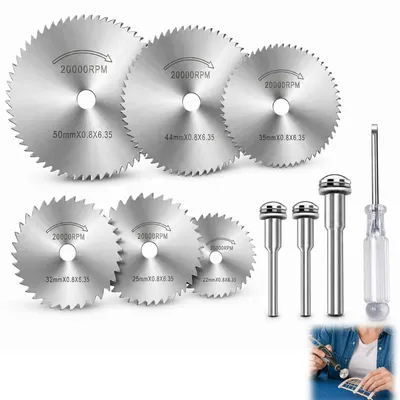 Imagen del producto de 10 discos de corte para mini sierra circular, de acero rápido, para madera, plástico, PVC y aluminio