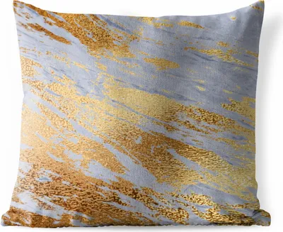 Produktbild von MuchoWow® Outdoor Kissen - Marmor - Muster - Gold - Blau - 50x50 cm - Wetterfest - Lounge Kissen - Komfortabel - Kissen mit Bild