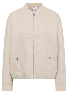 Produktbild von CECIL Blouson aus Leinen mit Zipper Damen macadamia beige – Struktur