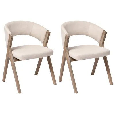 Produktbild von Duhome Esszimmerstuhl 2er Set Polsterstuhl aus Holz und Leinenbezug Küchenstuhl Skandinavischer Design für Esszimmer Küchen Wohnzimmer Beige