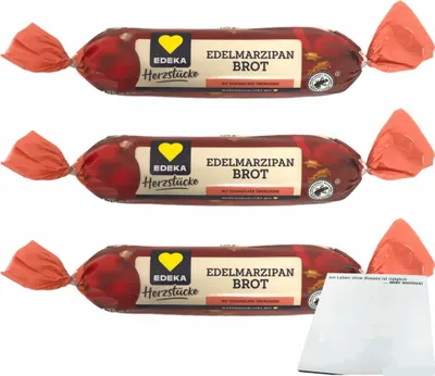 Produktbild von EDEKA Herzstücke Edelmarzipan Brot 3er Pack (3x125g Packung) + usy Block