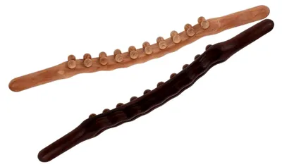 Produktbild von 2 Stück Karbonisierter Massagestab mit Doppelreihe Massageperlen für Rücken, Beine und Nacken