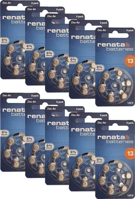 Produktbild von 60x Renata Gr. 13 Hörgerätebatterien 10x 6er Blister PR48 orange 1.45 V