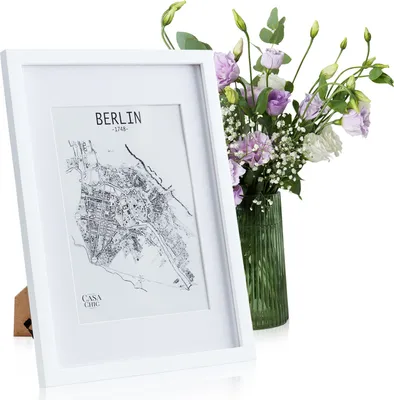Produktbild von Casa Chic Bilderrahmen mit Passepartout, 45x32 cm Bilderrahmen für Urkunde & Collage, Bilderrahmen A3, Fotorahmen Stehend/Wandmontage, Rahmen für Vertikaler/Horizontaler Gebrauch, Holz Bilderrahmen