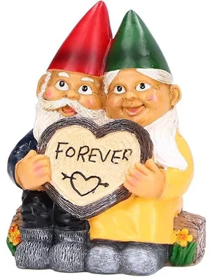 Produktbild von Gartenzwerg, Gartenzwergstatue, Gartenskulptur, verliebtes Zwergenpaar in Herzform, Gartenzwergstatue für den Außenbereich