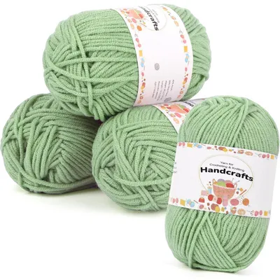 Immagine prodotto di Filato per uncinetto, poliacrilico e cotone, 5 fili, 200g (4 x 50g), colore verde elegante