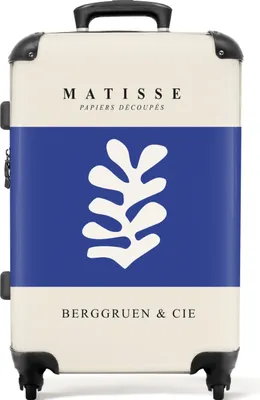 Produktbild von NoBoringSuitcases.com® Großer Koffer - Matisse - Kunst - Blatt - Blau - Abstrakt - Kombinationsschloss TSA - Hartschalen Trolley 4 Rollen - 72 liter - Reisekoffer - 66 cmKoffer Mittelgroß 67x43x25 cm, 72L,