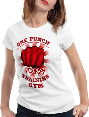 Produktbild von style3 One Punch Gym Damen T-Shirt saitama anime manga, Farbe:Weiß, Größe:S