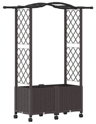 Obrázek produktu pro Vyvýšený záhon s treláží a střechou Hnědá 125 x 40 x 144 cm PP