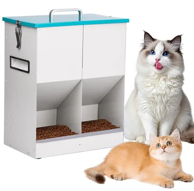 Obrázek produktu pro Automatický krmítko 10L - Automatický dávkovač krmiva pro kočky - Dávkovač suchého krmiva - Kovová krmná stanice - Odolný design