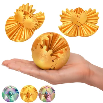 Productafbeelding van Gear Ball puzzelbal, 8 cm, roterende 3D-puzzel voor volwassenen – Goud
