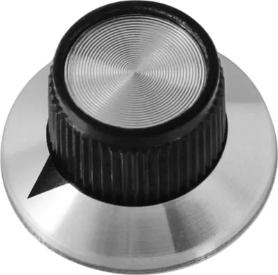 Produktbild von Potiknopf Drehknopf Reglerknopf ALU Schwarz Potentiometer 6mm Achse Aluminium Ø24x14mm ohne Skala