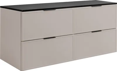Produktbild von Badezimmerschrank, Kaschmir / Dunkelgrau, Schwarze Griffe, B 160 cm
