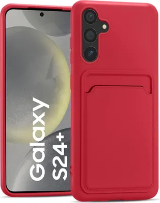 Image de Étui pour téléphone portable Samsung Galaxy S24 Plus Housse étui silicone avec porte-carte Slim Wallet Case, rouge