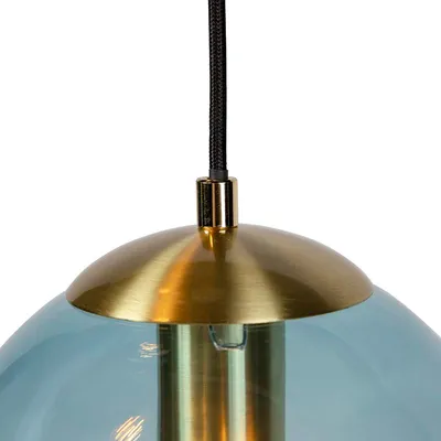 Zdjęcie produktu dla Lampa wisząca Qazqa Smart LED w stylu art déco – model Pallon – kolor naturalny, z regulacją jasności, 3-punktowa, 45 cm, idealna jako lampa do kuchni, sypialni i salonu